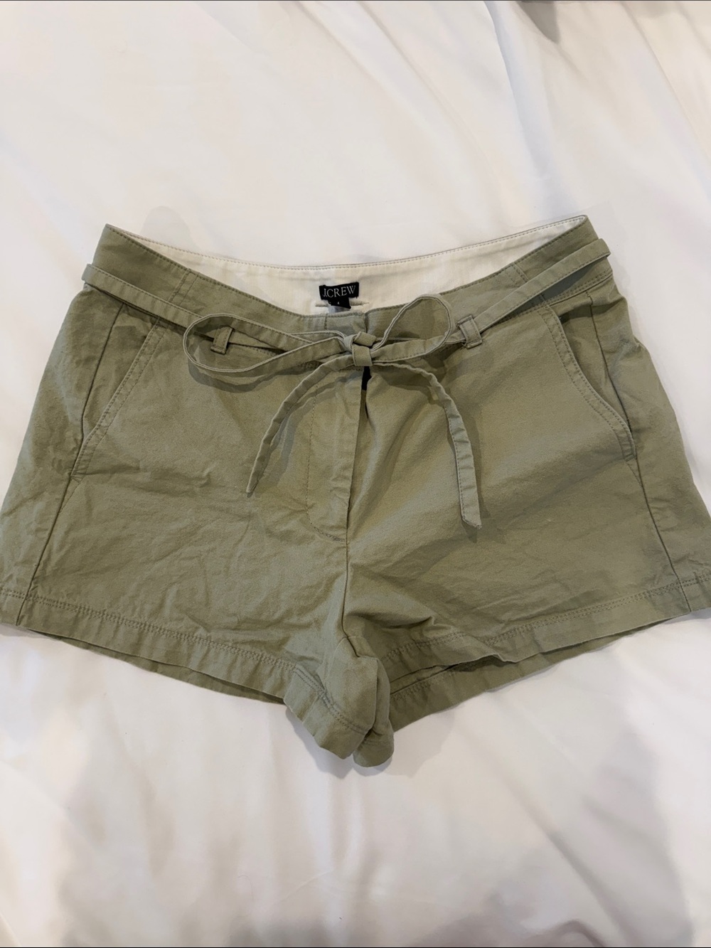 J. Crew Olive Green Tie-Front Shorts